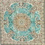 رومیزی ترمه ترنج سبزآبی
