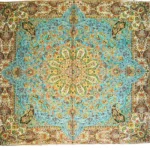 رومیزی ترمه ثمین سبزآبی