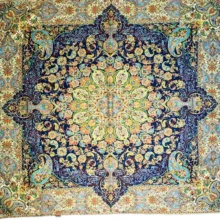 رومیزی ترمه ثمین سرمه ای 1در1(متر)